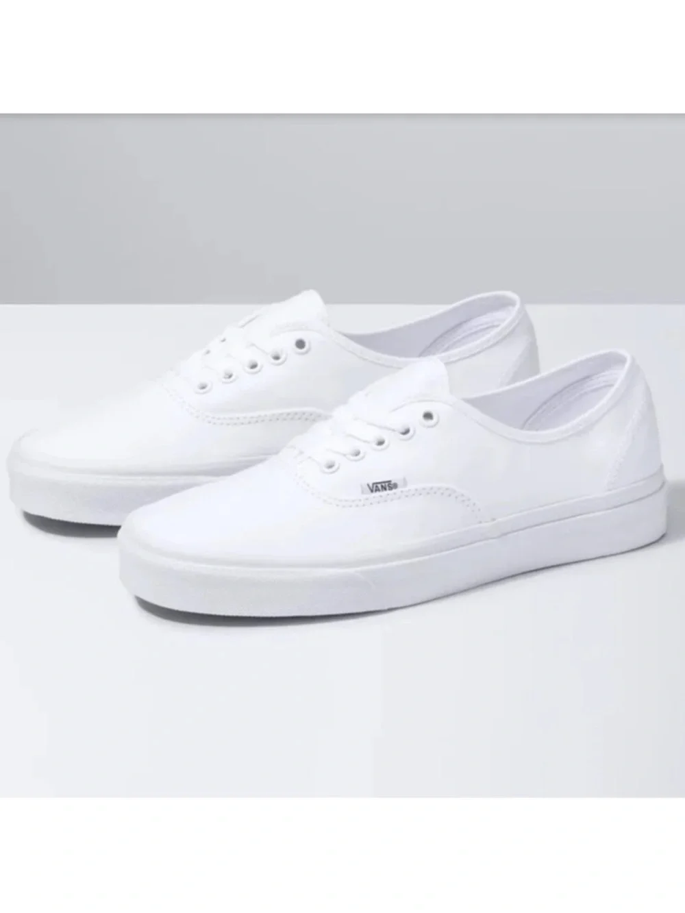 VANS Authentic White Canvas Lace Up Deck Sneaker Shoes 7.5 $55 GUC
